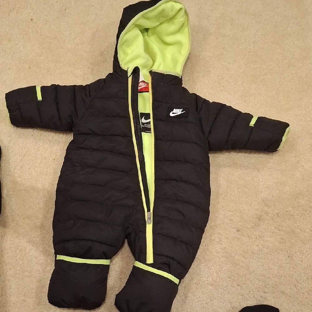 Nike Kids Black and Green One Piece Snowsuit